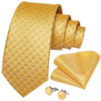 Corbata amarilla hombre seda paño y colleras Solinario