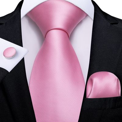 Imagen 2 del producto Corbata Rosada formal hombre seda con pañuelo y colleras Rosa Classic