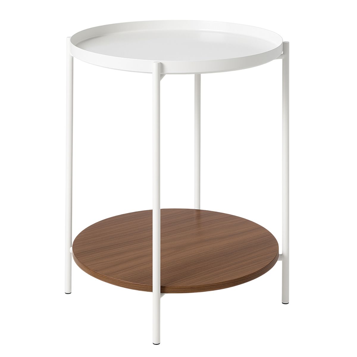 MOBOI - Mesa Lateral Auxiliar 2 Niveles Madera 42x42x52cm Blanco