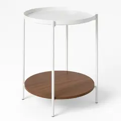 MOBOI - Mesa Lateral Auxiliar 2 Niveles Madera 42x42x52cm Blanco