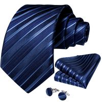 Corbata azul a rayas formal hombre paño y colleras Modelo Mar Azul