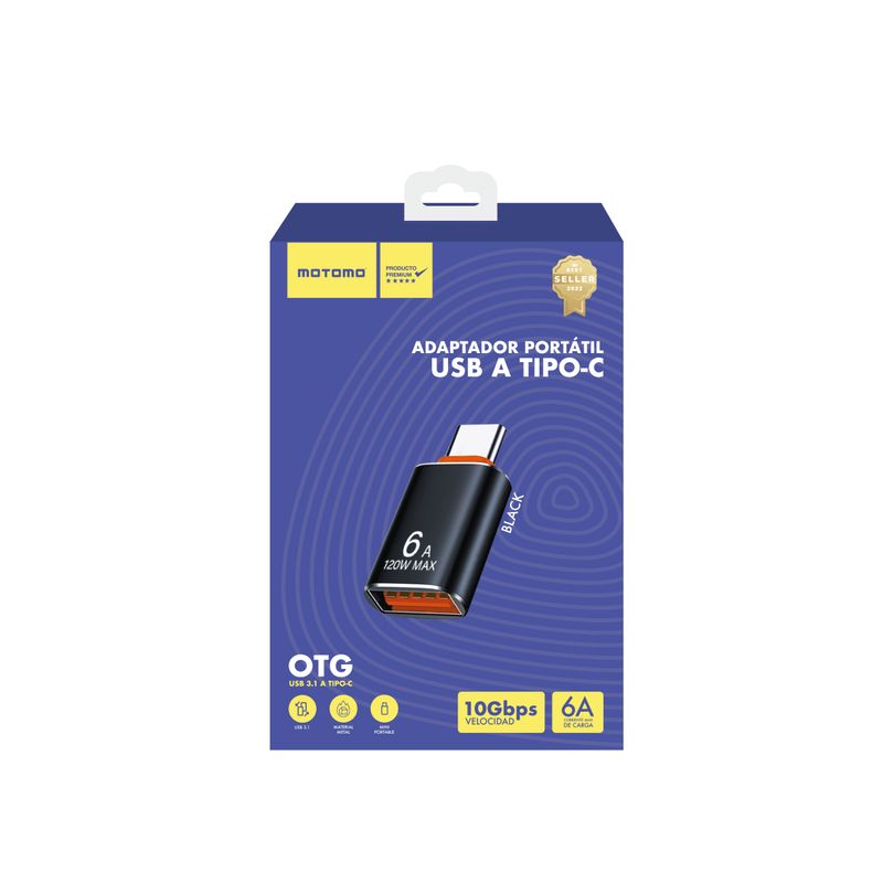 MOTOMO - Cable OTG Usb a Tipo-C 6amp 120w.