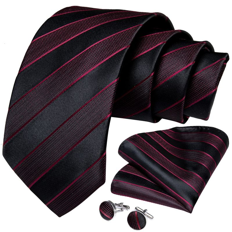 SN SONEC - Corbata Vinotinto hombre paño y colleras Modelo Black Wine