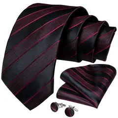 SN SONEC - Corbata Vinotinto hombre paño y colleras Modelo Black Wine