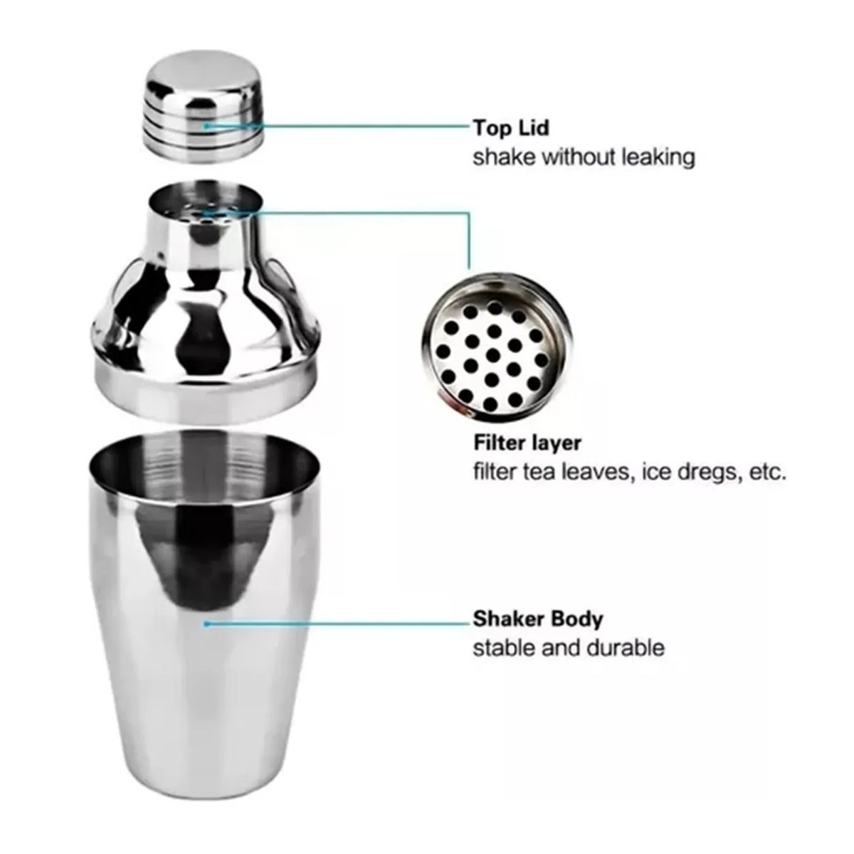 GENERICO - Coctelera Profesional Set 5pzas Inox Utensilio Bar Pub Trago