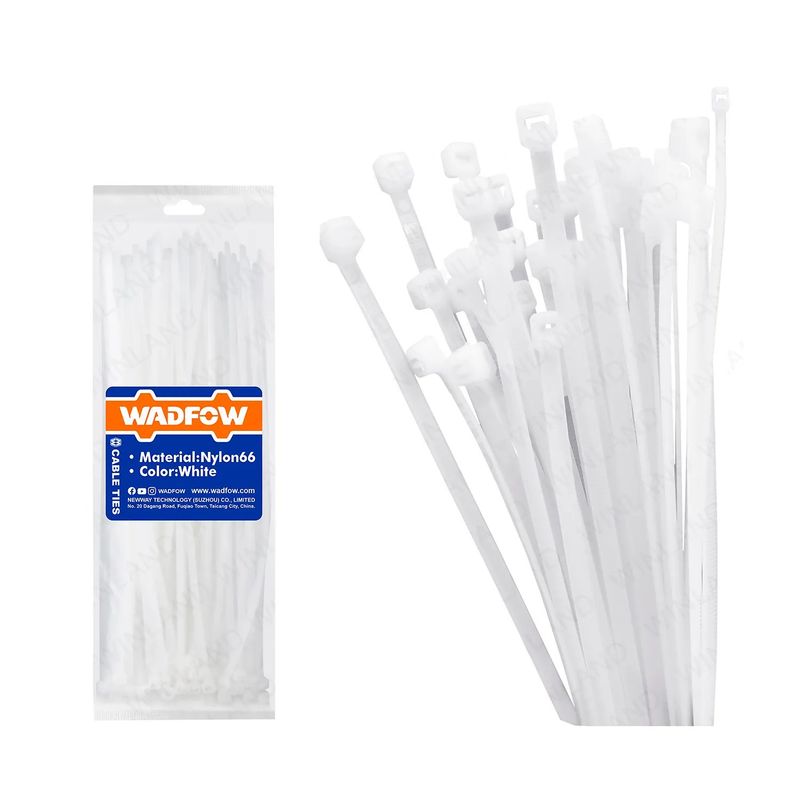 WADFOW - Set De 100 Amarras Plasticas Wadfow 3,6x200 Mm 18 Kg blanco