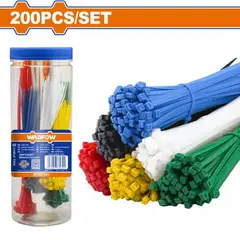 WADFOW - Set 200 Amarras Plasticas 2,5-3,6x100-200 Mm 5 Colores