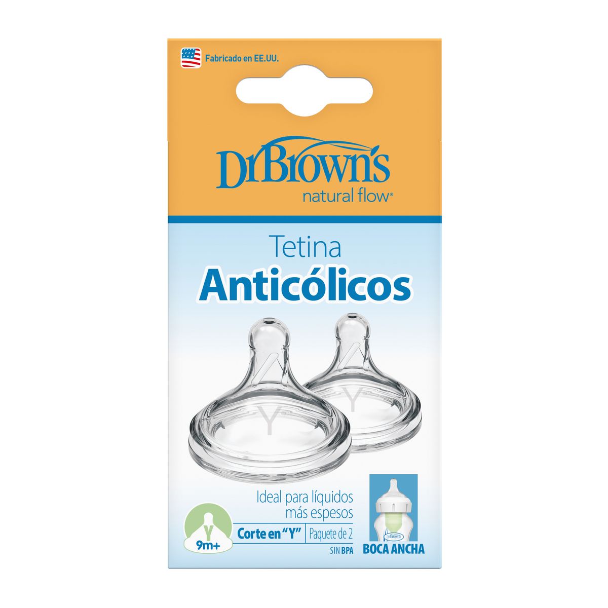 DR BROWNS - Tetina Mamadera Boca Ancha 9M+ Corte Y Dr Brown´s Options+