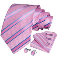 Corbata formal a rayas seda hombre paño y colleras Rosa y Celeste