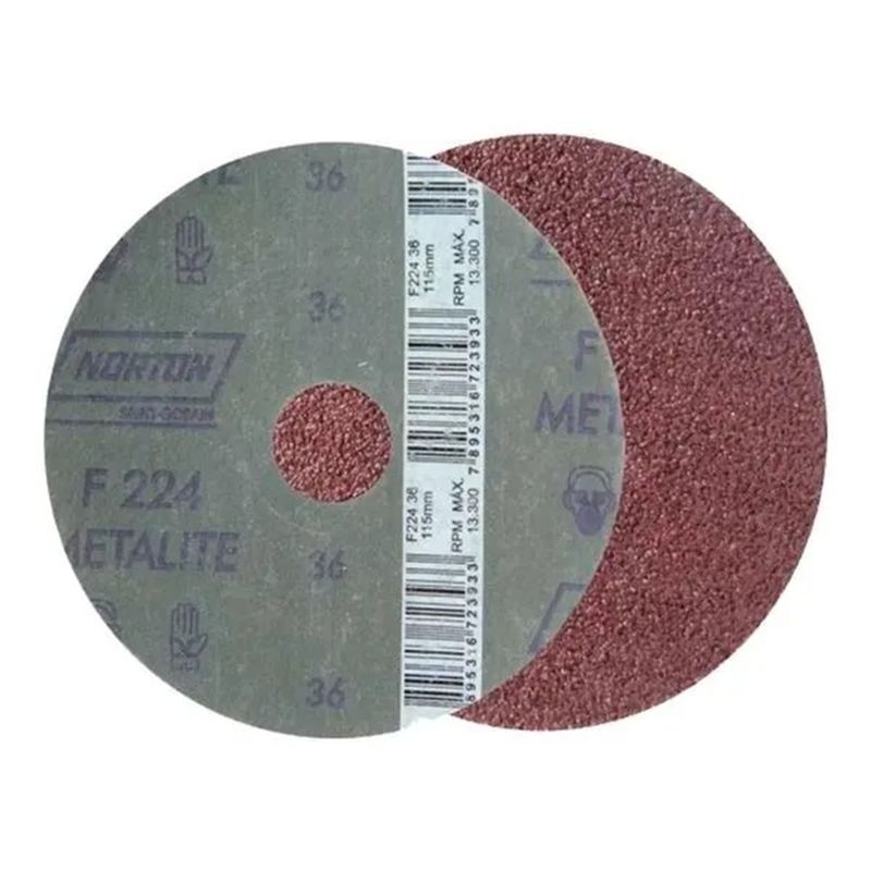 NORTON - Disco Fibra Desbaste Abrasivo Norton F227 G80 115x22mm 4 1/2
