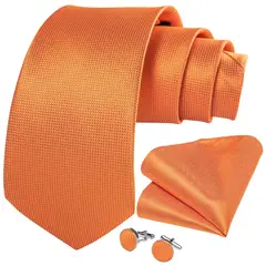 SN SONEC - Corbata naranja formal seda hombre paño y colleras Naranjo Classic