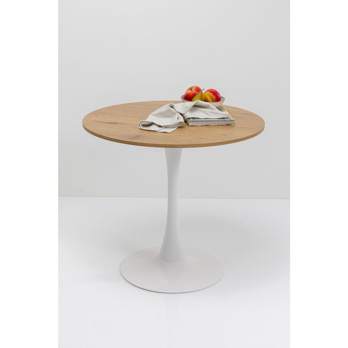 MOBOI - Mesa Comedor Redonda Tulip Wood 100cm Diametro Blanca
