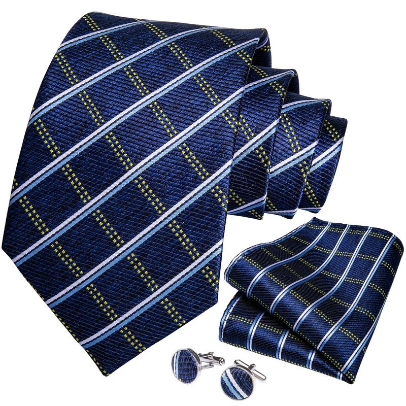 SN SONEC - Corbata seda hombre con paño y colleras Modelo Oceano Azul