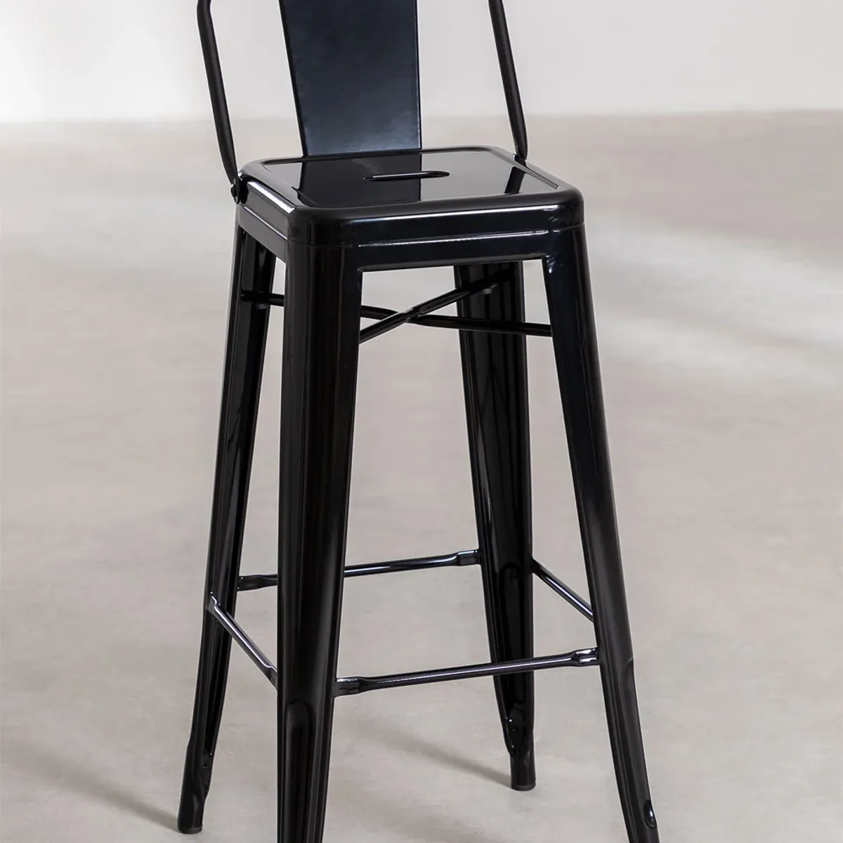 MOBOI - Taburete Tolix Clasico Negro 66cm