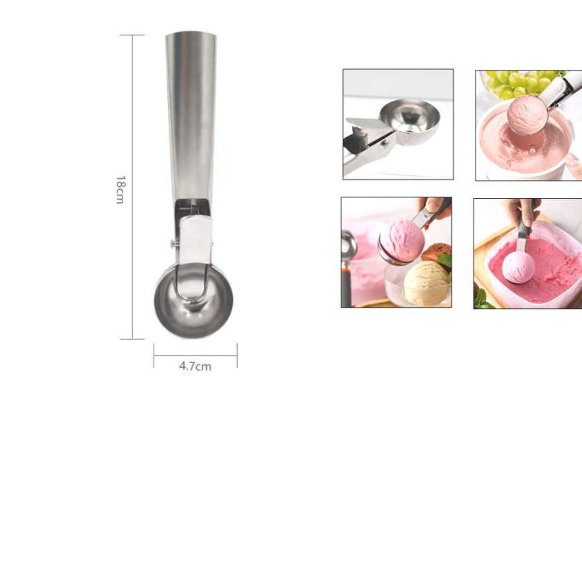 GENERICO - Cuchara De Helado Antiadherente Inoxidable