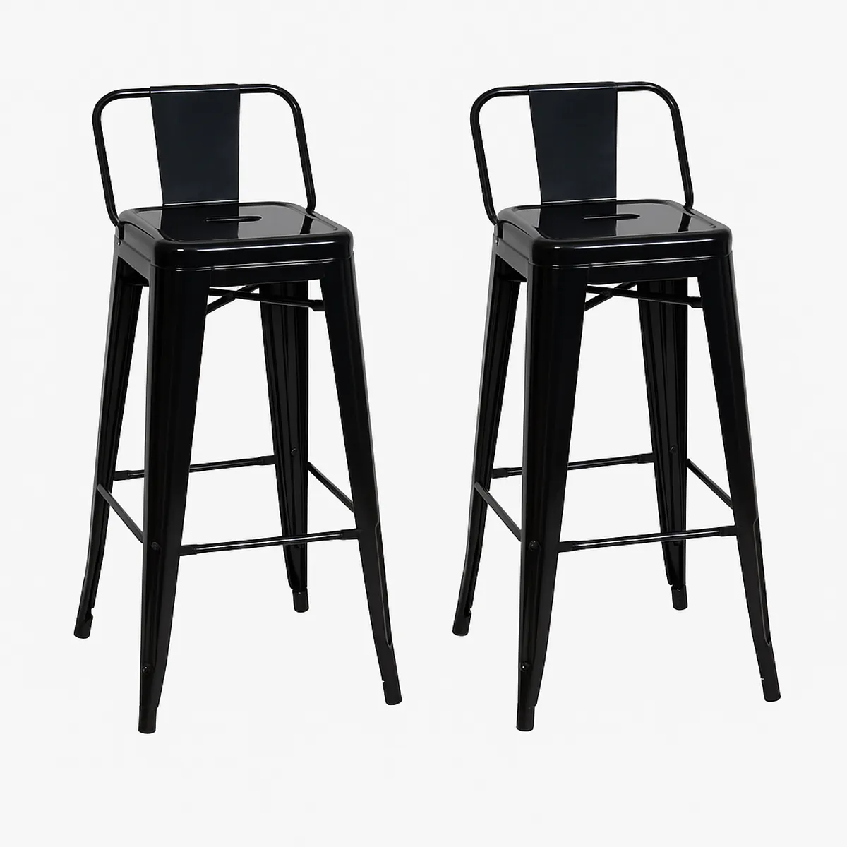 MOBOI - Pack 2 Taburetes Tolix Clasico Negro 66cm