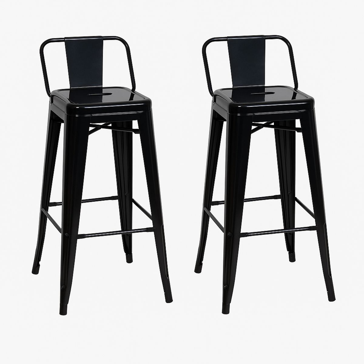 MOBOI - Pack 2 Taburetes Tolix Clasico Negro 66cm