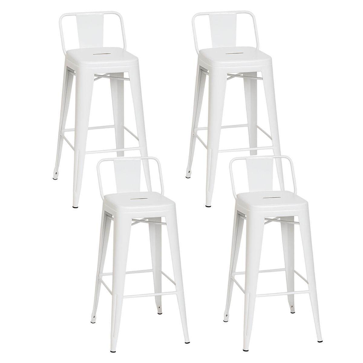 MOBOI - Pack 4 Taburetes Tolix Clásico Blanco 66cm