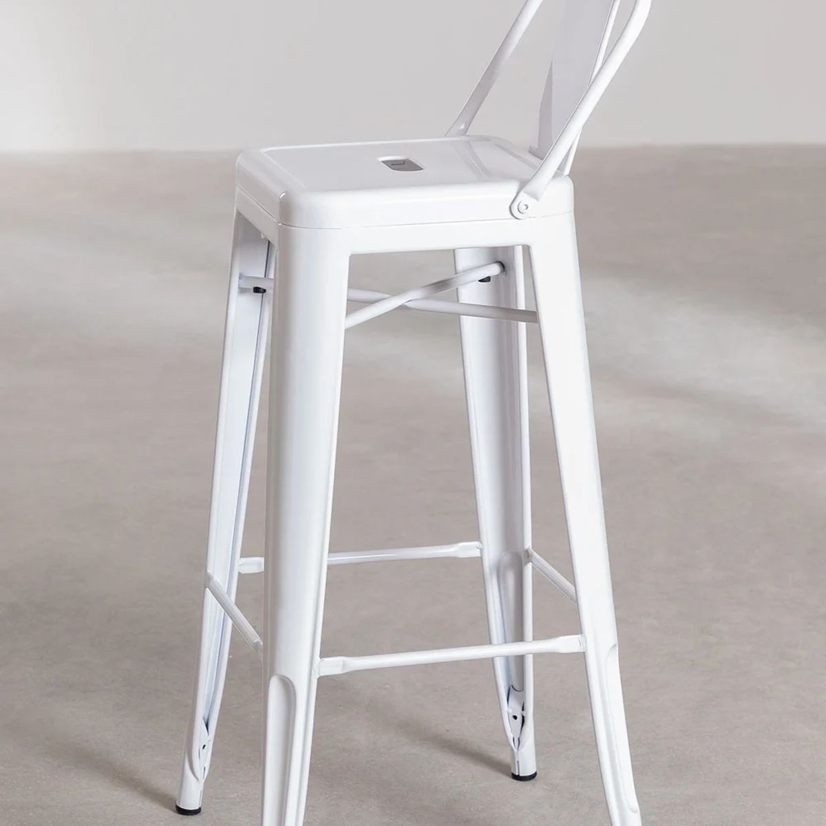 MOBOI - Pack 4 Taburetes Tolix Clásico Blanco 66cm