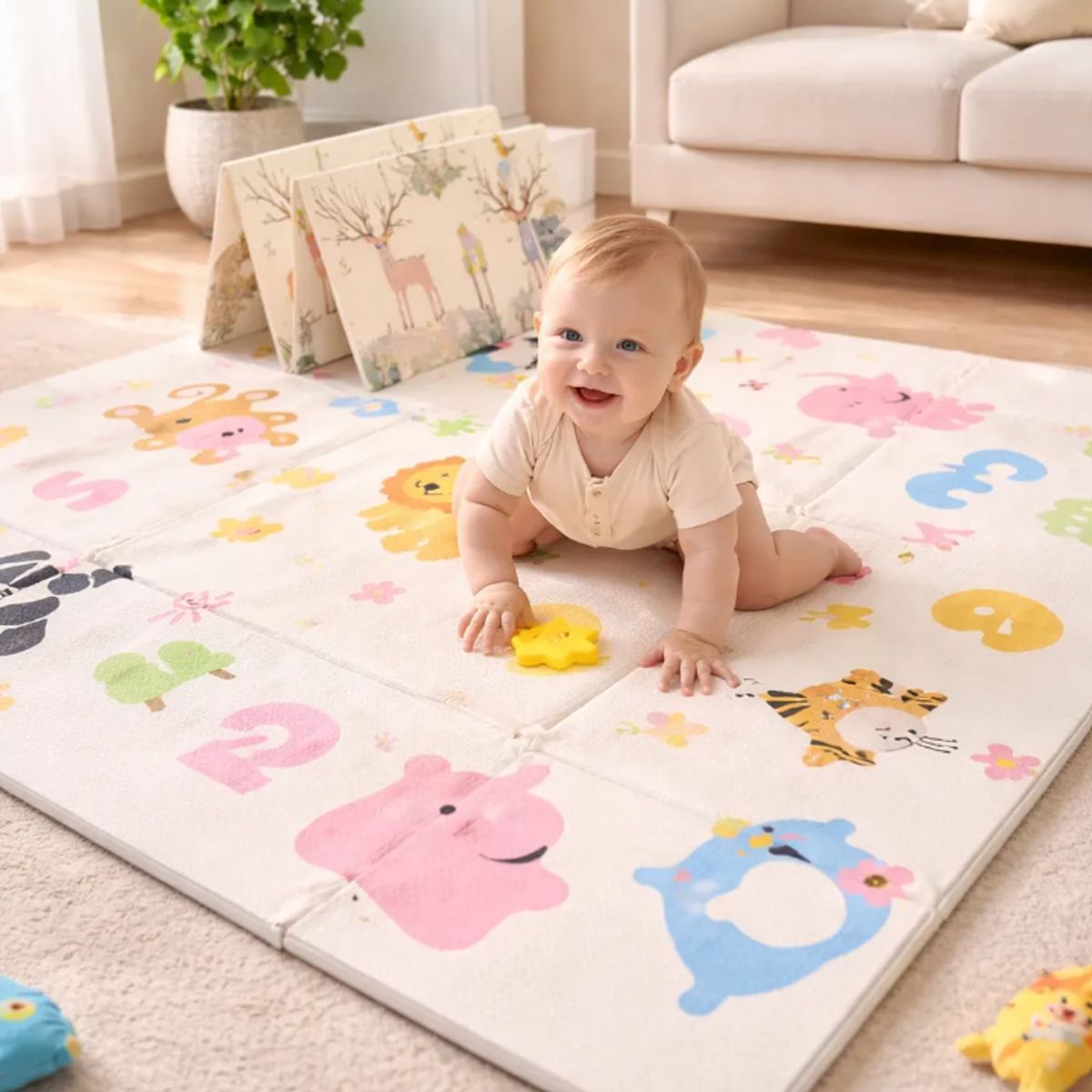 GENERICO - Alfombra Antigolpes Para Niños Bebes Plegable Playmat 180x150cm