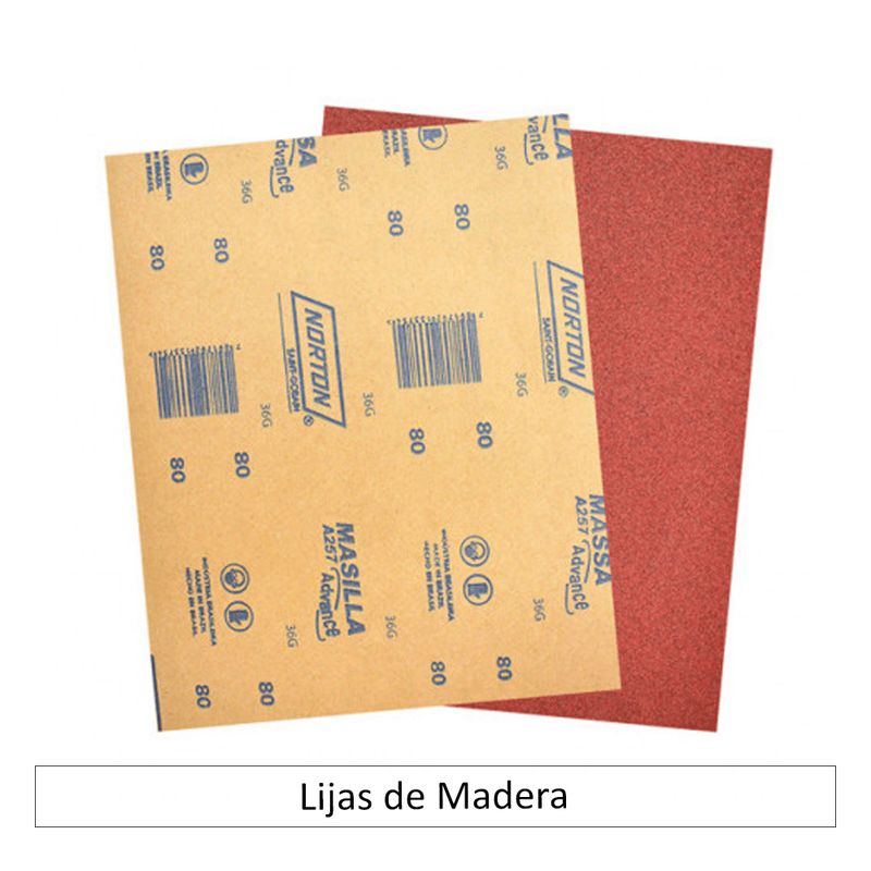 NORTON - Set 10 Lijas En Seco Madera Masilla Norton 225x275 Mm A-257 G60.