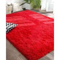 Alfombra Living Dormitorio Suave 240 x 200 cm Rojo.