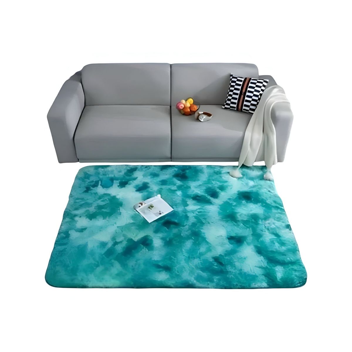 GENERICO - Alfombra Living Dormitorio Suave 240 x 200 cm Turquesa