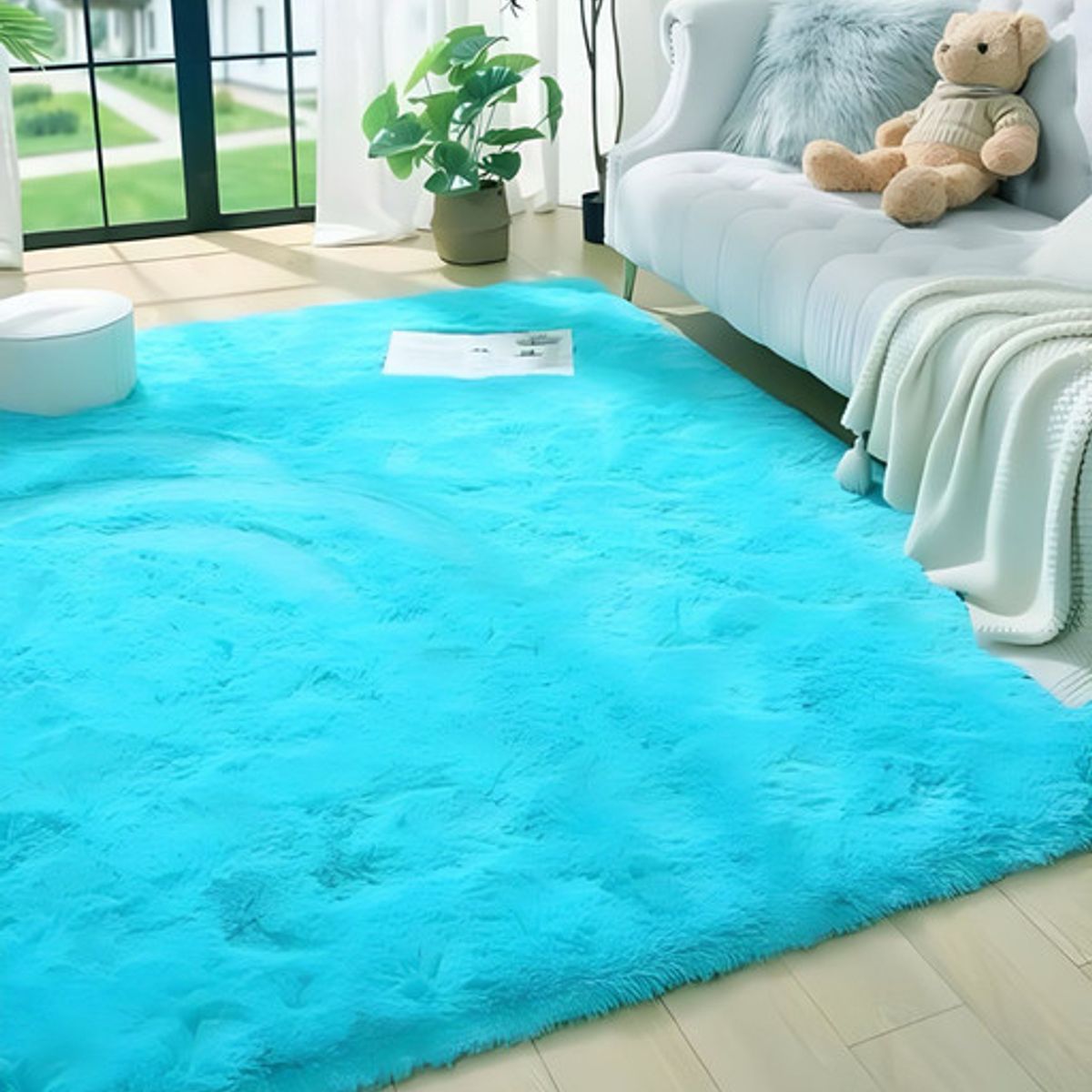 GENERICO - Alfombra Living Dormitorio Suave 240 x 200 cm Celeste