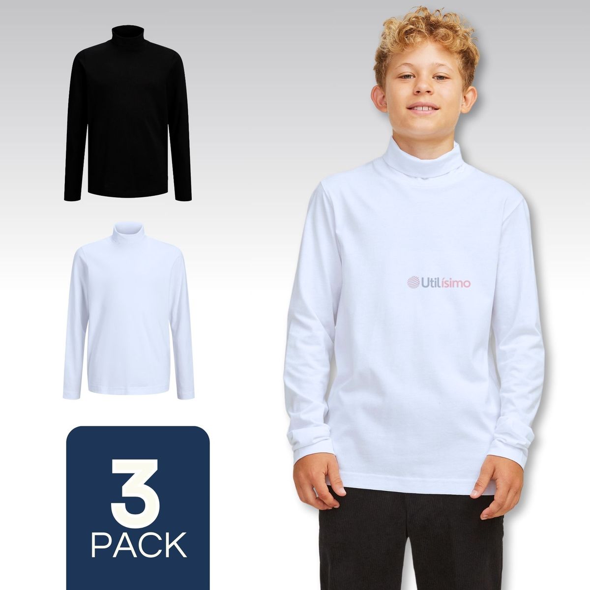 UTILISIMO - Pack 3 Camisetas Polera Beatle Algodón Niño Primera Capa