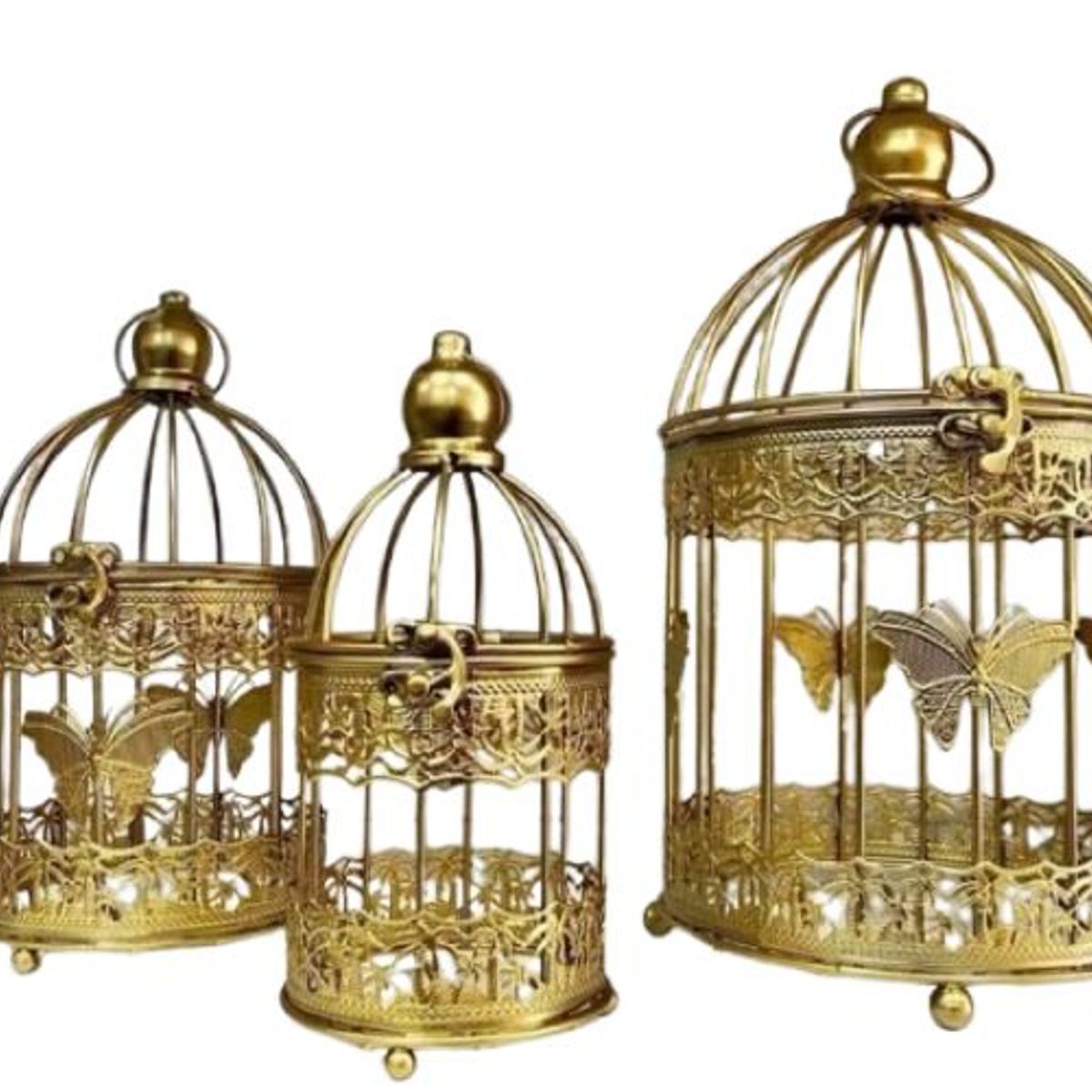GENERICO - Set 3 Jaulas Decorativas Dorada