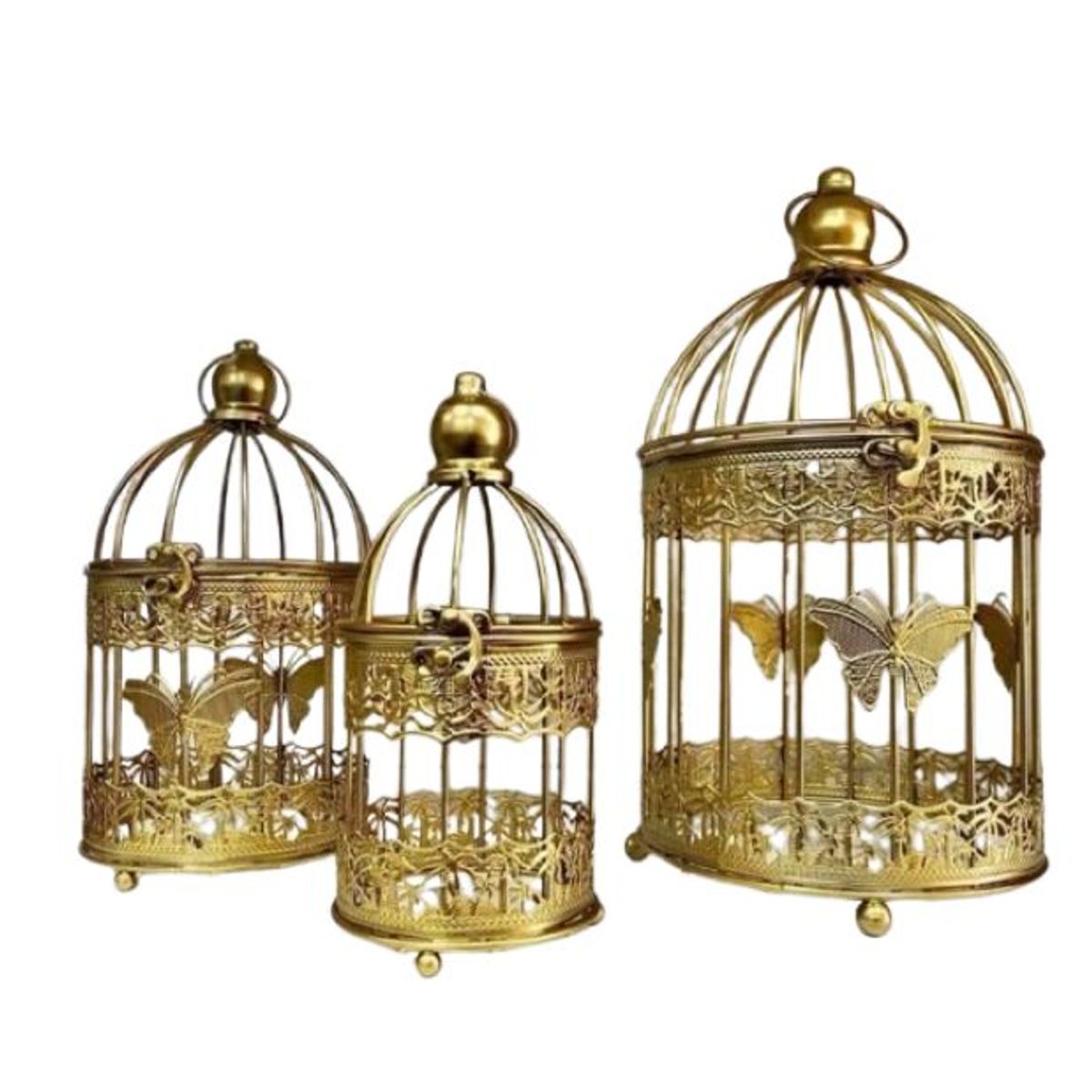 GENERICO - Set 3 Jaulas Decorativas Dorada