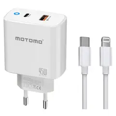 MOTOMO - Cargador Rapido Para iPhone iPad 45w + Cable Sec.