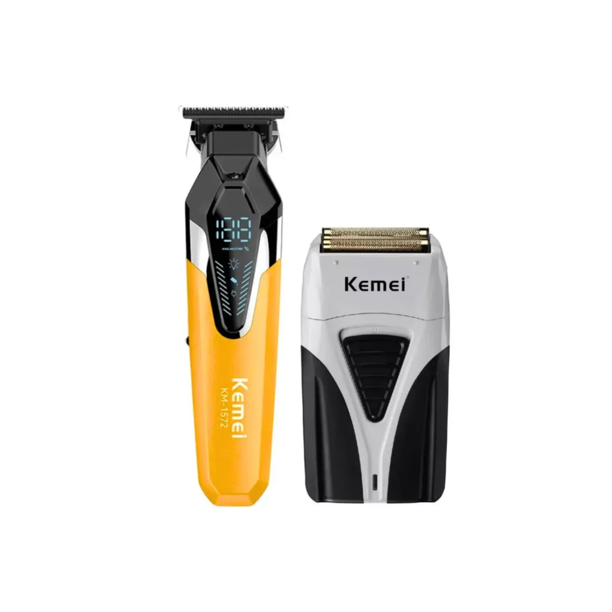 KEMEI - Combo Kemei Trimmer 1572 + 3383 Shaver Kemei Color Negro