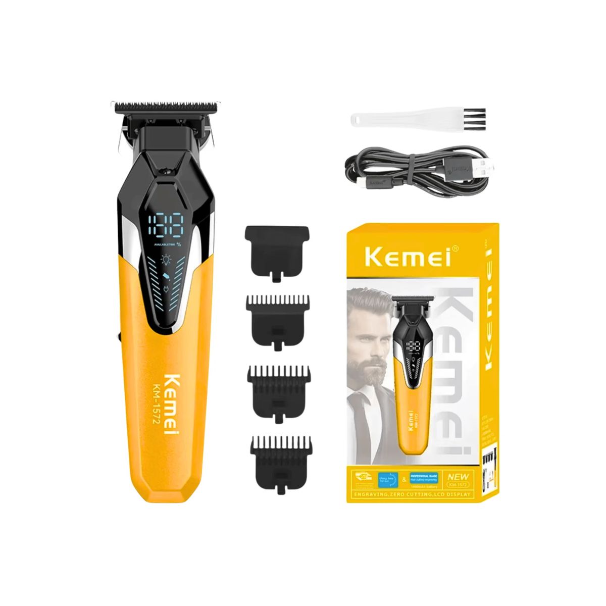 KEMEI - Combo Kemei Trimmer 1572 + 3383 Shaver Kemei Color Negro