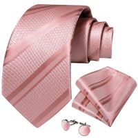 Corbata Rosada hombre seda con paño y colleras Modelo Oro Rosa