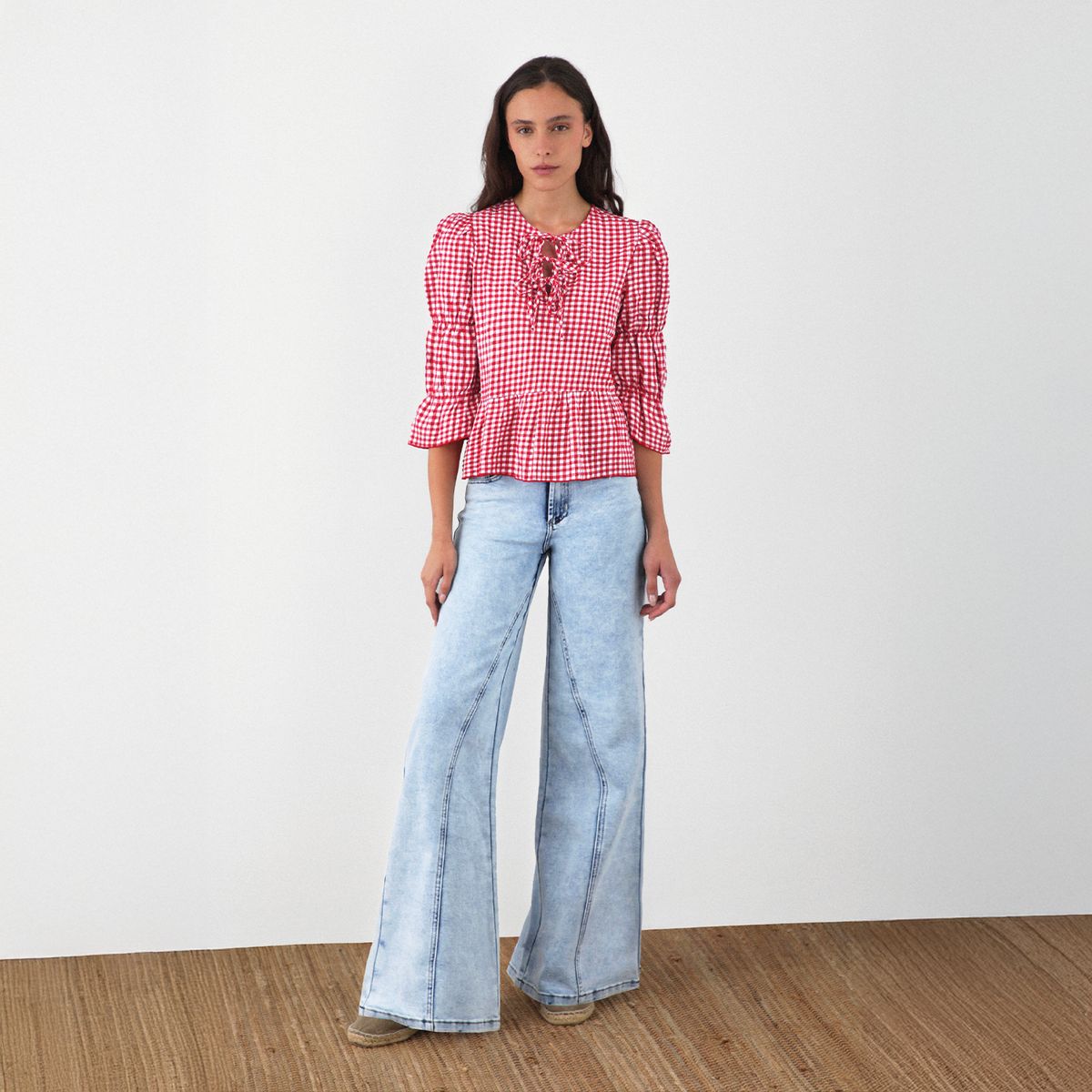 RAINDOOR - Blusa Vichy Lazos Roja Mujer Raindoor