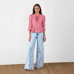 RAINDOOR - Blusa Vichy Lazos Roja Mujer