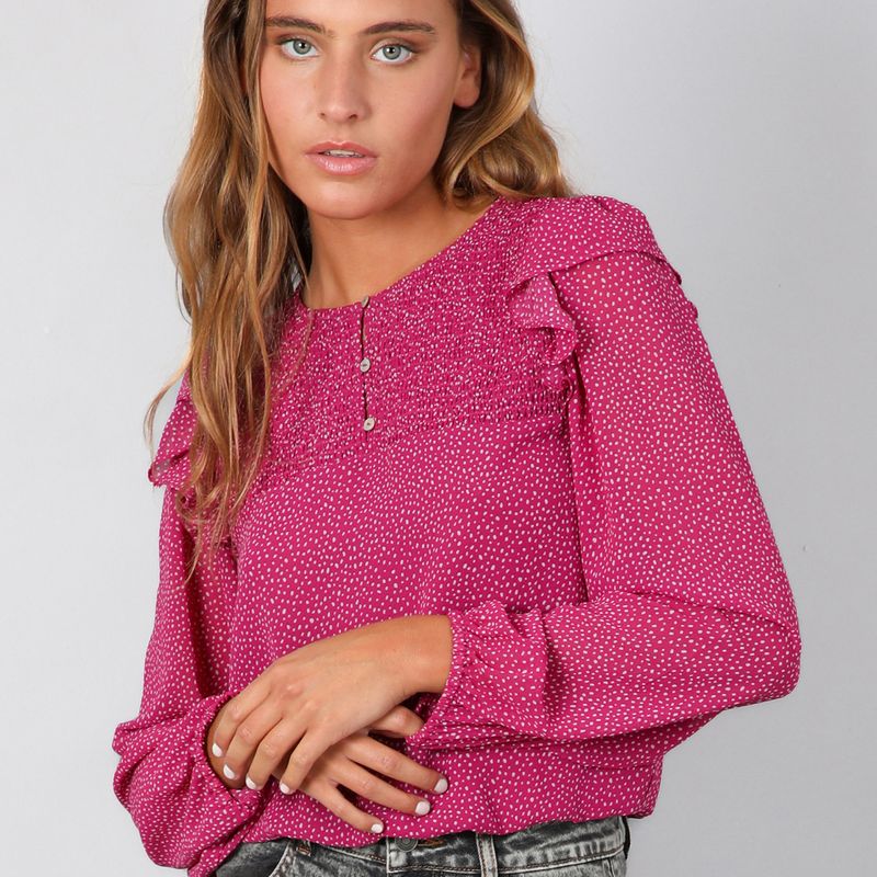 RAINDOOR - Blusa Panal Chiffon Burdeo Mujer Raindoor