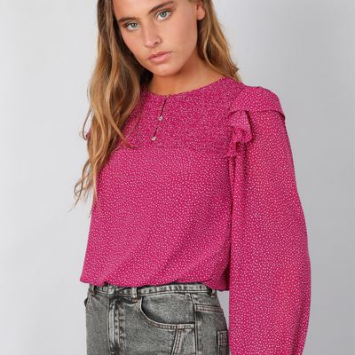 Imagen 2 del producto Blusa Panal Chiffon Burdeo Mujer