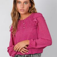 Blusa Panal Chiffon Burdeo Mujer