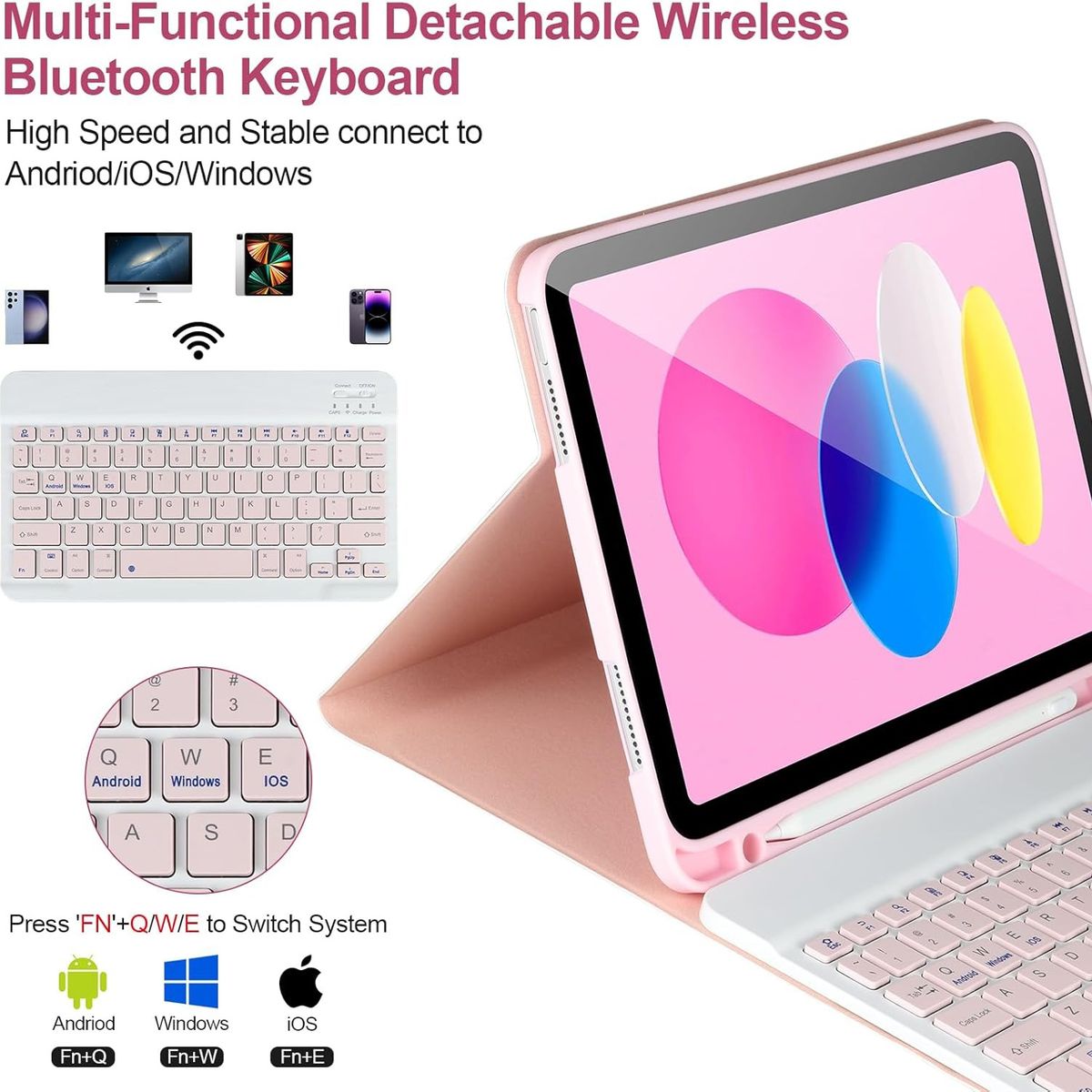 PUREPOWER - Funda para iPad A16 de 11 pulgadas 10 generaciones con teclado-negro