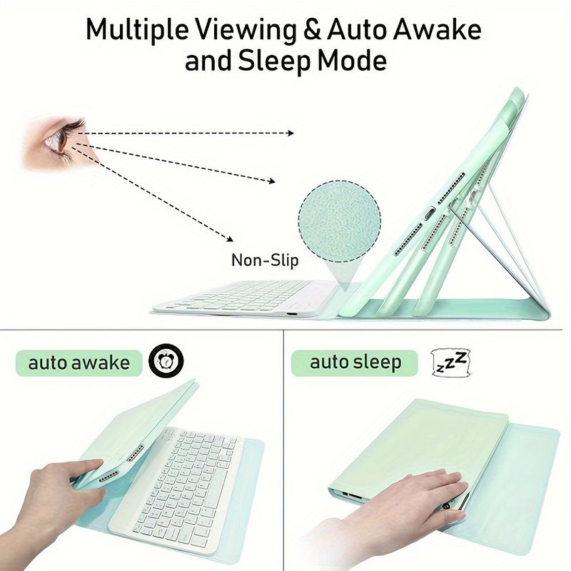 PUREPOWER - Funda para iPad 9 8 o 7 con teclado y mouse desmontable - Morado