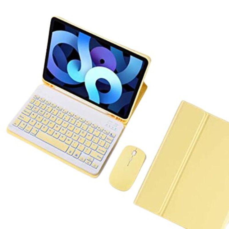 PUREPOWER - Funda teclado y Mouse para iPad 9, 8 o 7 de 10.2 pulgadas - Amarillo