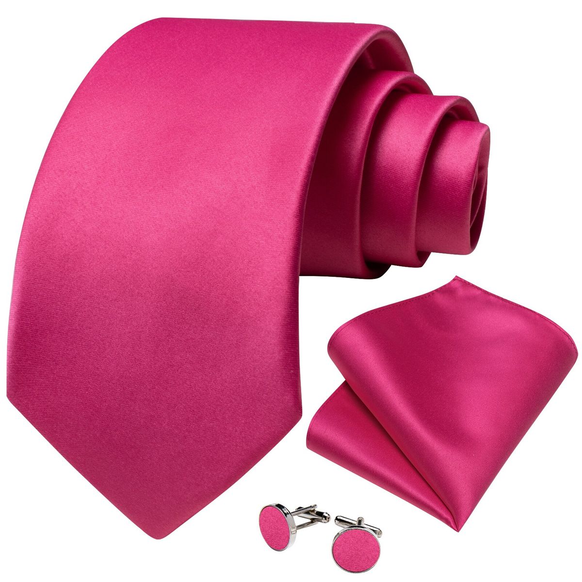 SN SONEC - Corbata Rosada hombre seda con paño y colleras Rosa Italiano