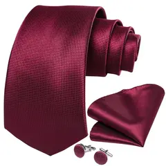 SN SONEC - Corbata Vinotinto hombre seda con paño y colleras Vinotinto Classic