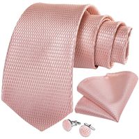 Corbata Rosa hombre seda con paño y colleras Palo Rosa