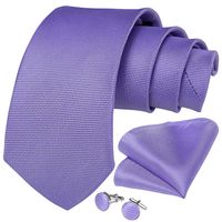 Corbata Lila hombre seda con pañuelo y colleras Modelo Lila Classic