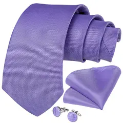 SN SONEC - Corbata Lila hombre seda con pañuelo y colleras Modelo Lila Classic