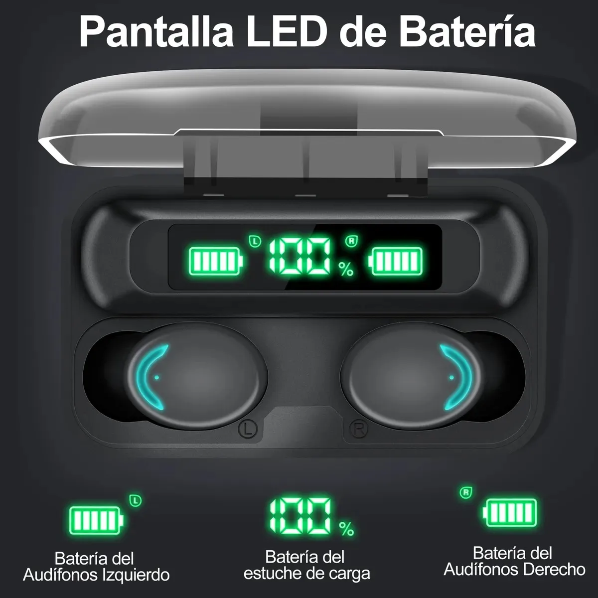 GIOIO - Audífonos Inalámbricos Bluetooth Con Carga Inalámbrica F9-5