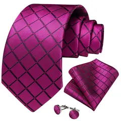 SN SONEC - Corbata Fuscia hombre seda con pañuelo colleras Modelo Sangre Fuscia